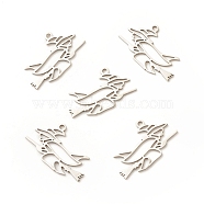 Halloween 201 Stainless Steel Pendants, Witch, Stainless Steel Color, 13x23x1mm, Hole: 1.5mm(STAS-G258-07P)