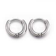 202 Stainless Steel Huggie Hoop Earrings, Hypoallergenic Earrings, with 316 Stainless Steel Pin, Stainless Steel Color, 10 Gauge, 11.5x12.7x2.5mm, Pin: 1mm(EJEW-L205-02F-P)