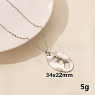 304 Stainless Steel Oval Pendant Necklaces, Cable Chain Necklaces(SS2971-9)