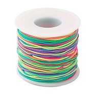 Round Polyester Elastic Cord, Adjustable Elastic Cord, with Spool, Colorful, 1mm, about 49.21 Yards(45m)/Roll(EC-YWC001-01-C)