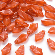 Transparent Spray Painted Glass Charms, Petaline, Dark Orange, 14.5x7.5x4mm, Hole: 1.2mm(GLAA-S190-019F-03)