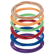 36pcs 6 styles Steel Wire Round Snake Chain Stretch Bracelets Set, Guitar String Coil Stackable Bracelets for Women, Mixed Color, Inner Diameter: 2-1/4 inch(5.6~5.8cm), 6Pcs/style(BJEW-BC0001-19)