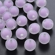 Transparent Acrylic Beads, Bead in Bead, Faceted, Frosted, Round, Violet, 16mm, Hole: 3mm, about 205pcs/500g(TACR-S152-14C-A03)