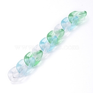Transparent Acrylic Handmade Curb Chain, Twisted Chain, Green, 30x20.5x6mm, about 39.37 inch(1m)/strand(AJEW-JB00543-02)