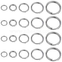400pcs 5 Styles 304 Stainless Steel Split Rings, Double Loops Jump Rings, Stainless Steel Color, 5~12x1~2mm, Inner Diameter: 3.8~10mm, Single Wire: 0.5~1mm, 80pcs/style(STAS-SC0005-95)