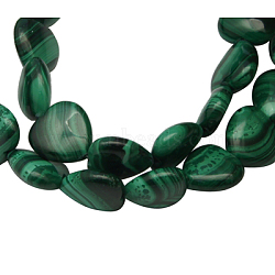 Natural Malachite Gemstone Beads Strands, Mother's Day Gifts Making, Grade A, Heart, Green, Size: about 12mm wide, 12mm long, 5mm thick, hole: 0.8mm, 34pcs/strand, 16 inch(X-MALA-12X12-1)