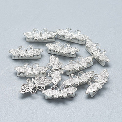 925 Sterling Silver Chandelier Components Links, Butterfly, Silver, 9x20x6mm, Hole: 1.2mm and 2mm(STER-T002-94S)
