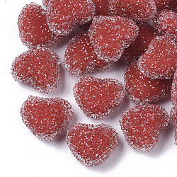 Resin Beads for Valentine's Day, with Crystal Rhinestone, Imitation Candy Food Style, Heart, Red, 18.5x22x11mm, Hole: 1.8mm(RESI-Q209-01)