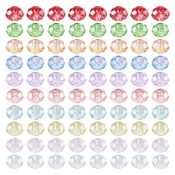 250Pcs 10 Colors Transparent Glass Beads, Faceted(32 Facets), Rondelle, Mixed Color, 8x6~6.5mm, Hole: 1.2~1.4mm(GLAA-TA0002-86)