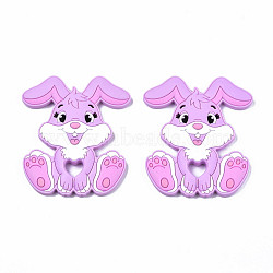 Food Grade Eco-Friendly Silicone Beads, Baby Chew Teething, Rabbit, Orchid, 90x72x9mm, Hole: 10.5x13mm(SIL-N002-14D)