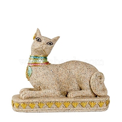 New Chinese Style Art Egyptian Cat Ornaments Creative Home Living Room Decorations Resin Crafts Small Ornaments Wholesale, Wheat, 120x50x100mm(PW-WG29338-03)