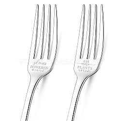 Globleland 1 Set 2Pcs 304 Stainless Steel Fork, Word, with 1Pc Coated Paper Cutlery Storage Box, Fruit Pattern, 200x24mm(AJEW-GL0001-19-068)