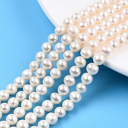 Natural Cultured Freshwater Pearl Beads Strands, Potato, Creamy White, 5~6.5mm, Hole: 0.8mm, about 70~74pcs/strand, 15.63 inch~15.94 inch(39.7~40.5cm)(PEAR-N013-05E)