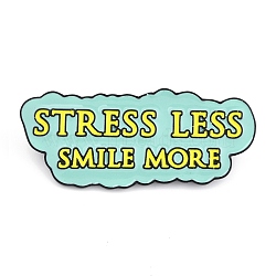 Word Stress Less Smile More Enamel Pins, Alloy Brooches for Backpack Clothes, Green, 25x58mm(JEWB-D279-05B-01)