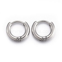 Tarnish Resistant 202 Stainless Steel Huggie Hoop Earrings, Hypoallergenic Earrings, with 316 Stainless Steel Pin, Stainless Steel Color, 10 Gauge, 11.5x12.7x2.5mm, Pin: 1mm(EJEW-L205-02F-P)