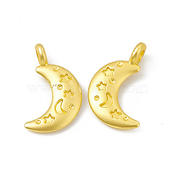 Rack Plating Alloy Pendants, Cadmium Free & Lead Free & Nickle Free, Moon with Star Pattern Charms, Matte Gold Color, 19x13x2mm, Hole: 2mm(FIND-G045-22MG)