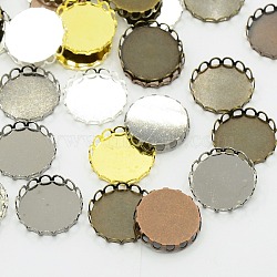 Mixed Style Brass Lace Edge Bezel Cups, Cabochon Settings, Mixed Color, Tray: 12mm, about 480pcs/200g(KK-C1764-4-M)