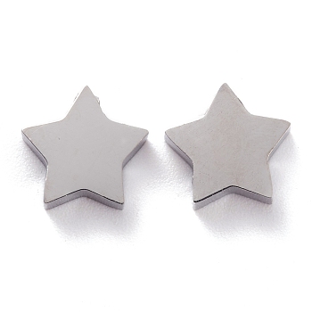 304 Stainless Steel Charms, Star, Stainless Steel Color, 9.5x9.5x3mm, Hole: 1.8mm
