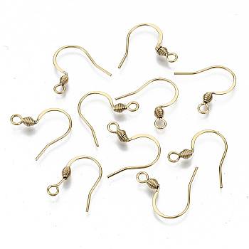 304 Stainless Steel Earring Hooks, Ear Wire, with Loop, Cadmium Free & Nickel Free & Lead Free, Real 18K Gold Plated, 17~19x18mm, Hole: 2mm, 21 Gauge, Pin: 0.7mm