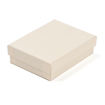 Cardboard Paper Jewelry Storage Boxes with Sponge, Gift Package Supplies, Rectangle, Antique White, 9.2x7x2.7cm