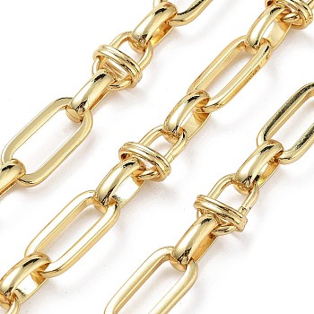 Rack Plating Brass Oval Link Chains, Unwelded, with Spool, Long-Lasting Plated, Cadmium Free & Lead Free, Real 18K Gold Plated, 11.5~20x7~10x2~7mm