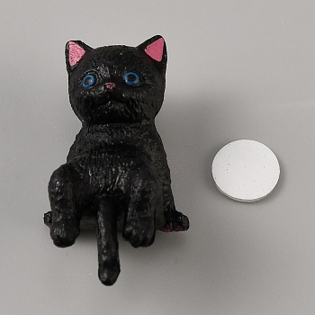 PVC Cat Display Decorations, for Home Office Desk Decoration, Black, 43x21x20mm