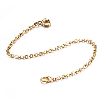 304 Stainless Steel Chain Extender, with Spring Clasp, Golden, 102mm long, Links: 2.5x2x0.5mm, Ring: 5x1mm, Clasp: 7.5x1.5mm
