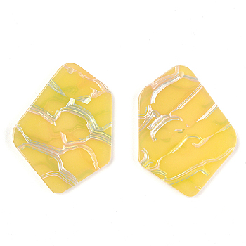 Cellulose Acetate(Resin) Pendants, Polygon, Gold, 37x28.5x2.5mm, Hole: 1.5mm