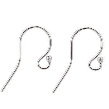 925 Sterling Silver Earring Hooks, with 925 Stamp, Silver, 24x11x1.8mm, Pin: 0.7mm