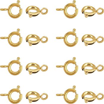 PVD Vacuum Plating 304 Stainless Steel Spring Ring Clasps, Golden, 9x6x1.8mm, Hole: 2mm, 20pcs/box