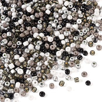 100G Opaque & Transparent Inside Colours 6/0 Glass Seed Beads, Round Hole, Round, Black, 4mm, Hole: 1.4~1.5mm