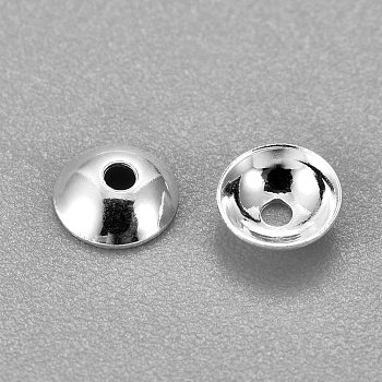 201 Stainless Steel Bead Caps, Round, Silver, 4x1.2mm, Hole: 1mm