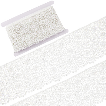5Yards Polyester Ribbon, Milk Silk Embroidery, for Clothes Accessories, White, 4-1/8 inch(105mm)