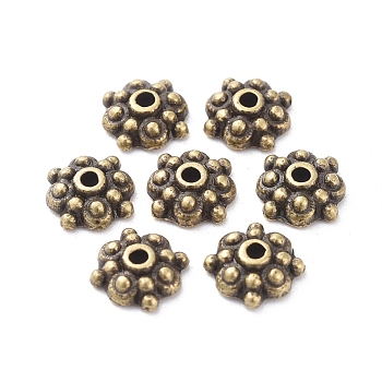 Tibetan Style Alloy Caps, Lead Free and Cadmium Free, Antique Bronze, 8x3mm, Hole: 1mm
