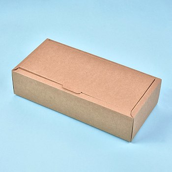 Kraft Paper Gift Box, Folding Boxes, Rectangle, BurlyWood, Finished Product: 27x13x6.7cm, Inner Size: 25x11x6.5cm, Unfold Size: 42.8x56.9x0.03cm and 34.4x36.6x0.03cm