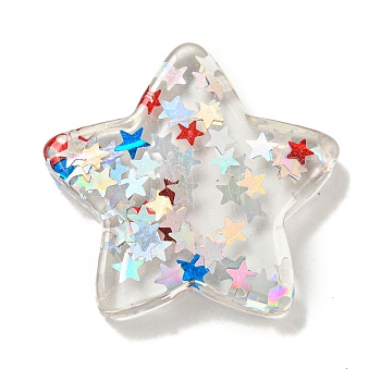 Independence Day Resin Caboshons, Star, 29.5x28x5.5mm