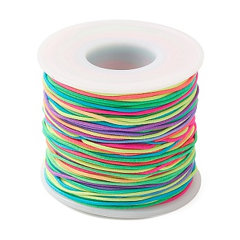 Round Polyester Elastic Cord, Adjustable Elastic Cord, with Spool, Colorful, 1mm, about 49.21 Yards(45m)/Roll