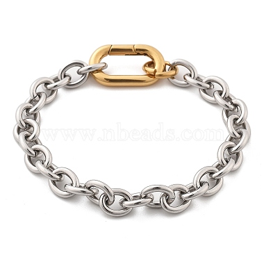 304 Stainless Steel Cable Chain Bracelets for Women Men(BJEW-C089-09GP)-4