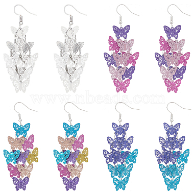 Mixed Color Butterfly Brass Earrings