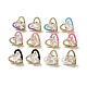 Left and Right Clear Cubic Zirconia Heart Stud Earrings with Enamel(EJEW-C027-04G)-1