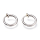 304 Stainless Steel Retractable Clip-on Hoop Earrings(STAS-O135-01A)-1