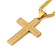 Cross with Word Jesus 201 Stainless Steel Pendant Necklace with Iron Box Chains(NJEW-D048-03G)-2