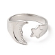 304 Stainless Steel Star & Moon Open Cuff Ring for Women(RJEW-E063-07P)-2