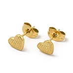 Ion Plating(IP) 304 Stainless Steel Heart Stud Earrings for Women, Real 18K Gold Plated, 6x7mm, Pin: 0.8mm(EJEW-I281-13G)