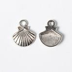 Tibetan Style Alloy Charms, Cadmium Free & Nickel Free & Lead Free, Shell, Antique Silver, 14x11.8x2.8mm, Hole: 2mm(LF0412Y-NF)