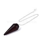 Walnut Wood Cone Pointed Dowsing Pendulums, with Silver Plated Iron Curb Chains & Glass Beads, Coconut Brown, 238~242mm, Hole: 1.8~2mm(AJEW-Q005-02)