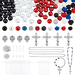 DIY Jewelry Making Finding Kits, including Glass Pearl, Alloy Pendant and Links, 304 Stainless Steel Eye Pin Eye Pin, Iron Jump Rings & Chain, Resin Beads, Organza Gift Bags, Mixed Color, 55.5x34x5mm, Hole: 2mm, 8pcs(DIY-PH0028-65)