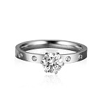 201 Stainless Steel Rhinestone Finger Rings for Women, Stainless Steel Color, US Size 7(17.3mm)(FS-WGA8964-07)