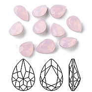 Faceted Teardrop K9 Glass Rhinestone Cabochons, Grade A, Pointed Back & Back Plated, Rose Water Opal, 10x7x4mm(RGLA-I001-10x7mm-006)