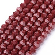 Faceted Glass Round Beads Strands, Dark Red, 6mm, Hole: 1.2mm, about 88~91pcs/strand, 19.49 inch~20.08 inch(49.5~51cm)(X-EGLA-J042-6mm-24)
